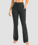 high waist flare leggings in dark gray - front view