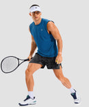 lightweight 5 inch pocketed athletic shorts in black camo - on model view