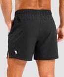 lightweight 5" pocketed athletic shorts in black - back view