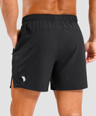 lightweight 5" pocketed athletic shorts in black - back view