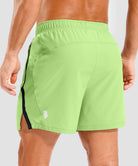 lightweight 5" pocketed athletic shorts in bright green - back view