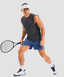lightweight 5" pocketed athletic shorts in dusty blue - on model view