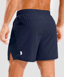 lightweight 5" pocketed athletic shorts in navy - back view