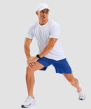 lightweight 7" pocketed athletic shorts in royal blue - on model view