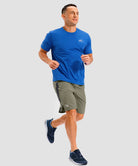 lightweight 9" pocketed athletic shorts in gray sage - on model view