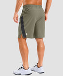 lightweight 9" pocketed athletic shorts in gray sage - on model back view