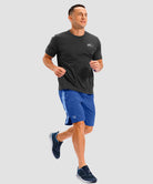 lightweight 9" pocketed athletic shorts in royal blue - on model view