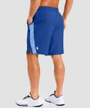 lightweight 9" pocketed athletic shorts in royal blue - on model back view