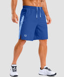 lightweight 9" pocketed athletic shorts in royal blue - on model front view
