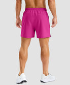 low rise with pocket slit shorts 5'' in rose red - back view
