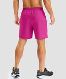 low rise with pocket slit shorts 7'' in rose red - back view