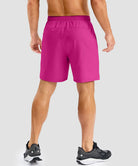 low rise with pocket slit shorts 7'' in rose red - back view