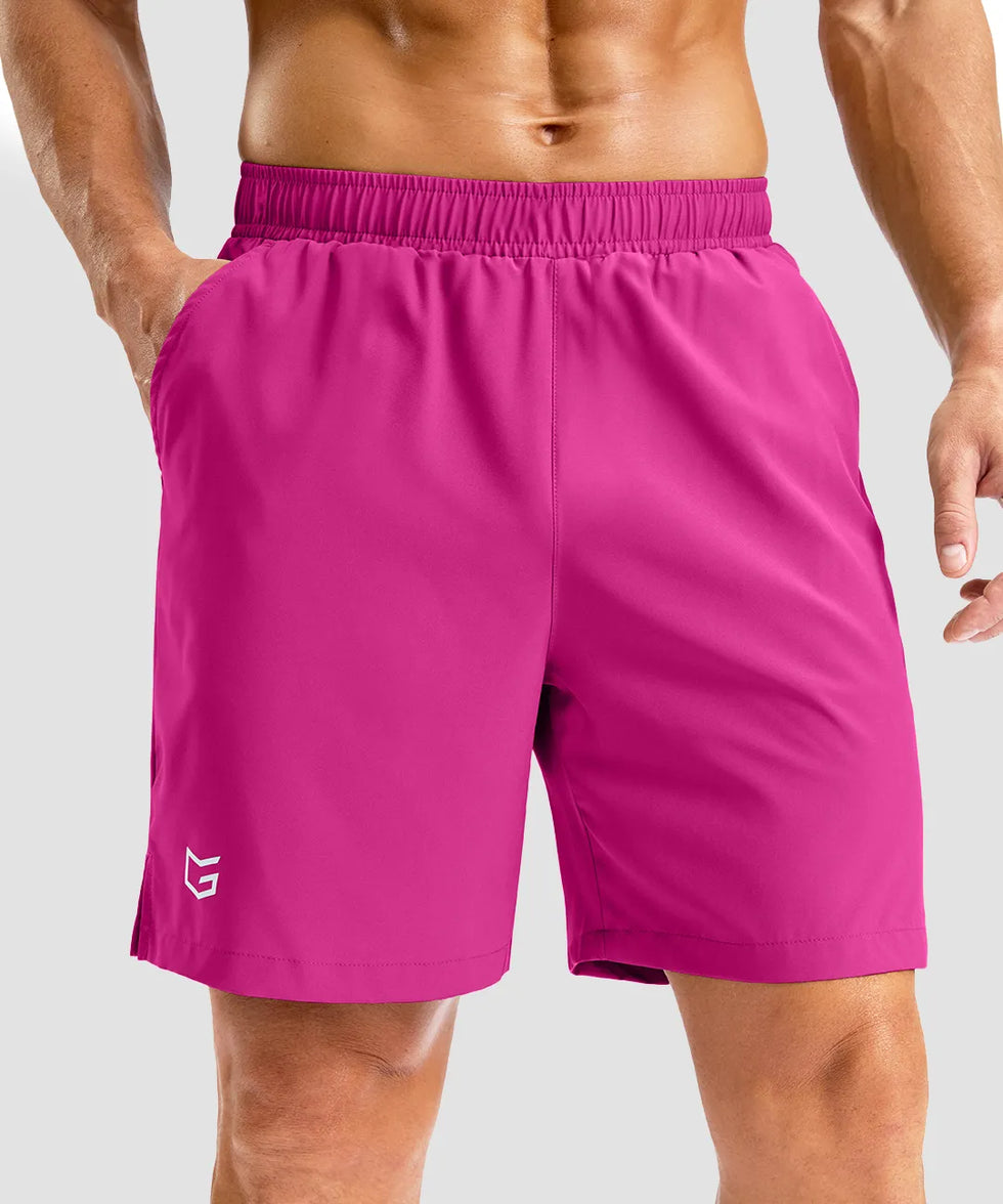 low rise with pocket slit shorts 7'' in rose red - front view