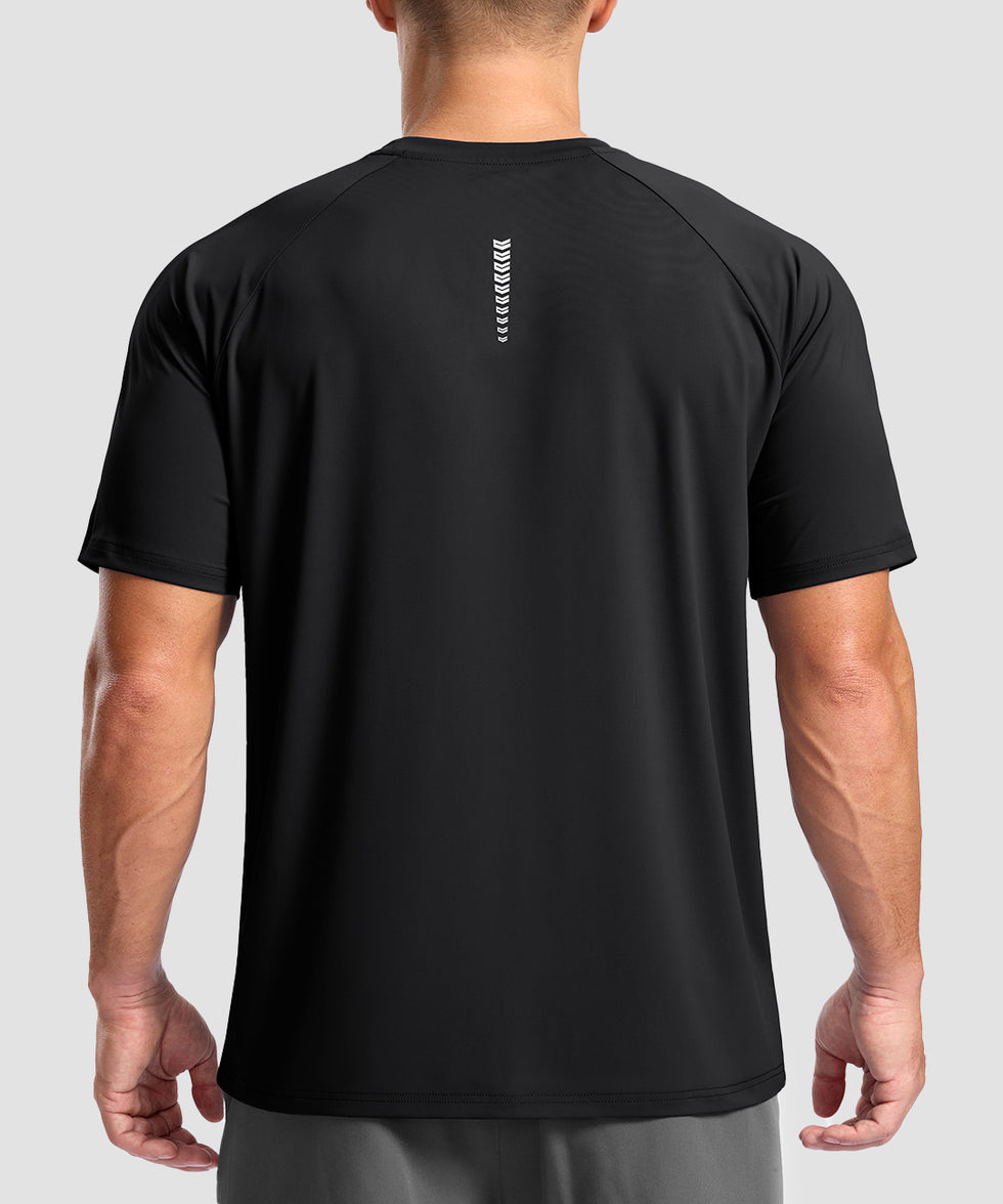 men's back reflective short sleeve in black - back view