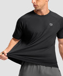 men's back reflective short sleeve in black - fabric detail view