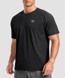 men's back reflective short sleeve in black - front view