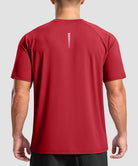 men's back reflective short sleeve in dark red - back view