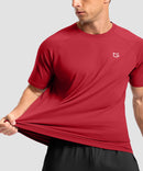 men's back reflective short sleeve in dark red - fabric detail view