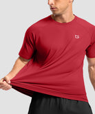 men's back reflective short sleeve in dark red - fabric detail view