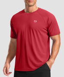 men's back reflective short sleeve in dark red - front view