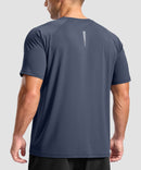 men's back reflective short sleeve in dusty blue - back view