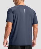 men's back reflective short sleeve in dusty blue - back view