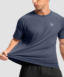 men's back reflective short sleeve in dusty blue - fabric detail view