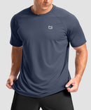 men's back reflective short sleeve in dusty blue - front view