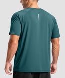 men's back reflective short sleeve in lake green - back view
