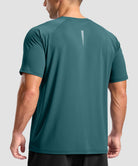 men's back reflective short sleeve in lake green - back view