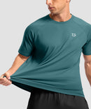 men's back reflective short sleeve in lake green - fabric detail view