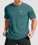 men's back reflective short sleeve in lake green - front view