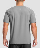 men's back reflective short sleeve in light gray - back view