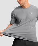 men's back reflective short sleeve in light gray - fabric detail view