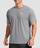 men's back reflective short sleeve in light gray - front view