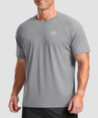 men's back reflective short sleeve in light gray - front view
