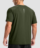 men's back reflective short sleeve in olive green - back view