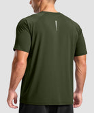 men's back reflective short sleeve in olive green - back view