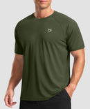 men's back reflective short sleeve in olive green - front view