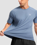 men's back reflective short sleeve in slate blue - fabric detail view