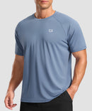men's back reflective short sleeve in slate blue - front view