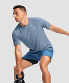 men's back reflective short sleeve in slate blue - matching outfits view
