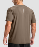 men's back reflective short sleeve in taupe - back view