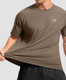men's back reflective short sleeve in taupe - fabric detail view