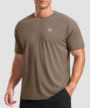 men's back reflective short sleeve in taupe - front view