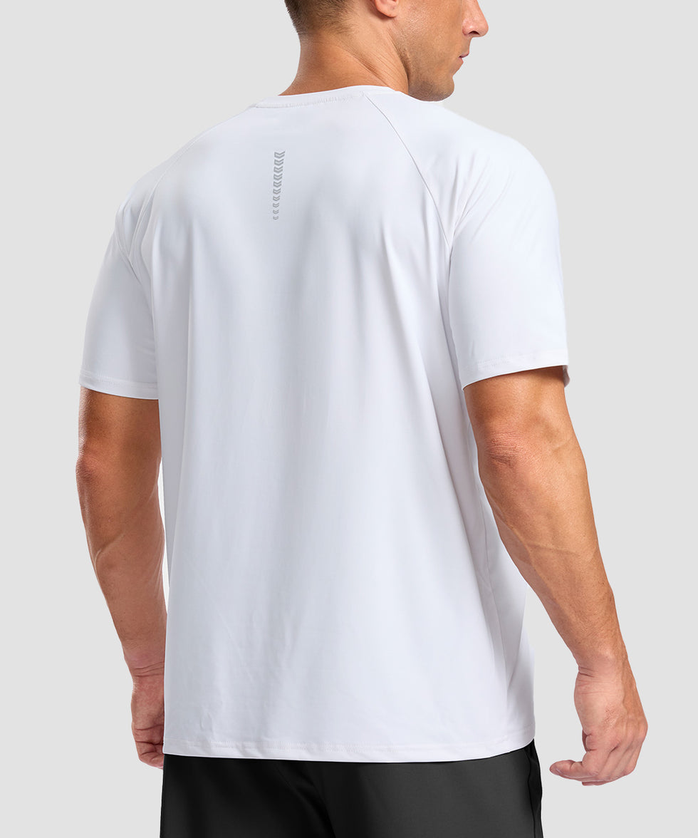 men's back reflective short sleeve in white - back view