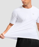 men's back reflective short sleeve in white - fabric detail view