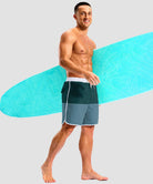 men's compression liner 4 pockets board short 7'' in blue green colorblock - matching outfits view
