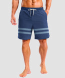 men's compression liner 4 pockets board short 7'' in blue stripes - front view