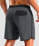 men's compression liner 4 pockets board short 7'' in dark gray - back view